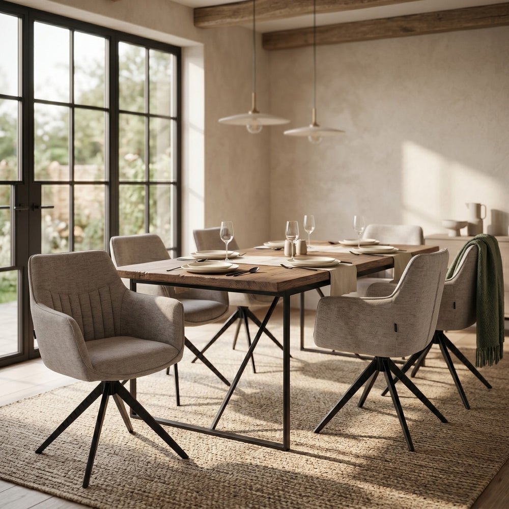 New Yade Esszimmerstuhl - Taupe-Chenille - 180° drehbar