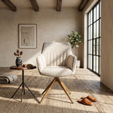 New Yade Esszimmerstuhl - Taupe-Chenille - Goldene Beine - 180° drehbar