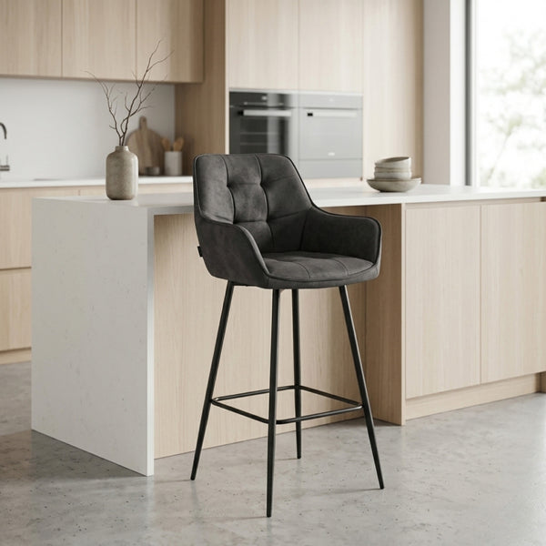 New York Bar Stools - Anthracite Microfiber