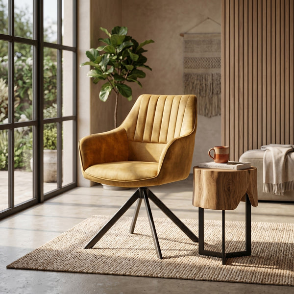 Chaise de salle à manger Noah - Velours Adore jaune ocre