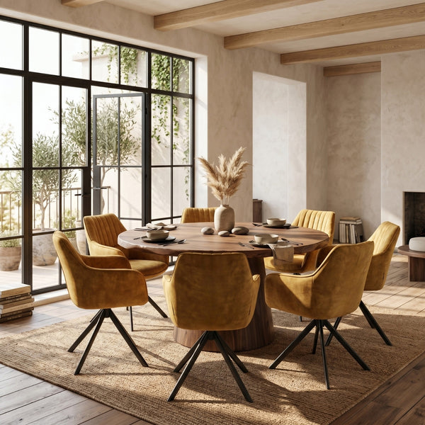 Chaise de salle à manger Noah - Velours Adore jaune ocre
