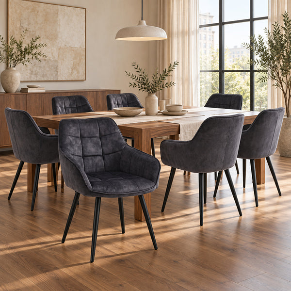 Chaise de salle à manger Oriana - Velours Adore Anthracite