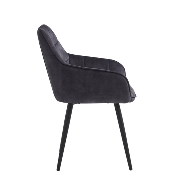 Chaise de salle à manger Oriana - Velours Adore Anthracite
