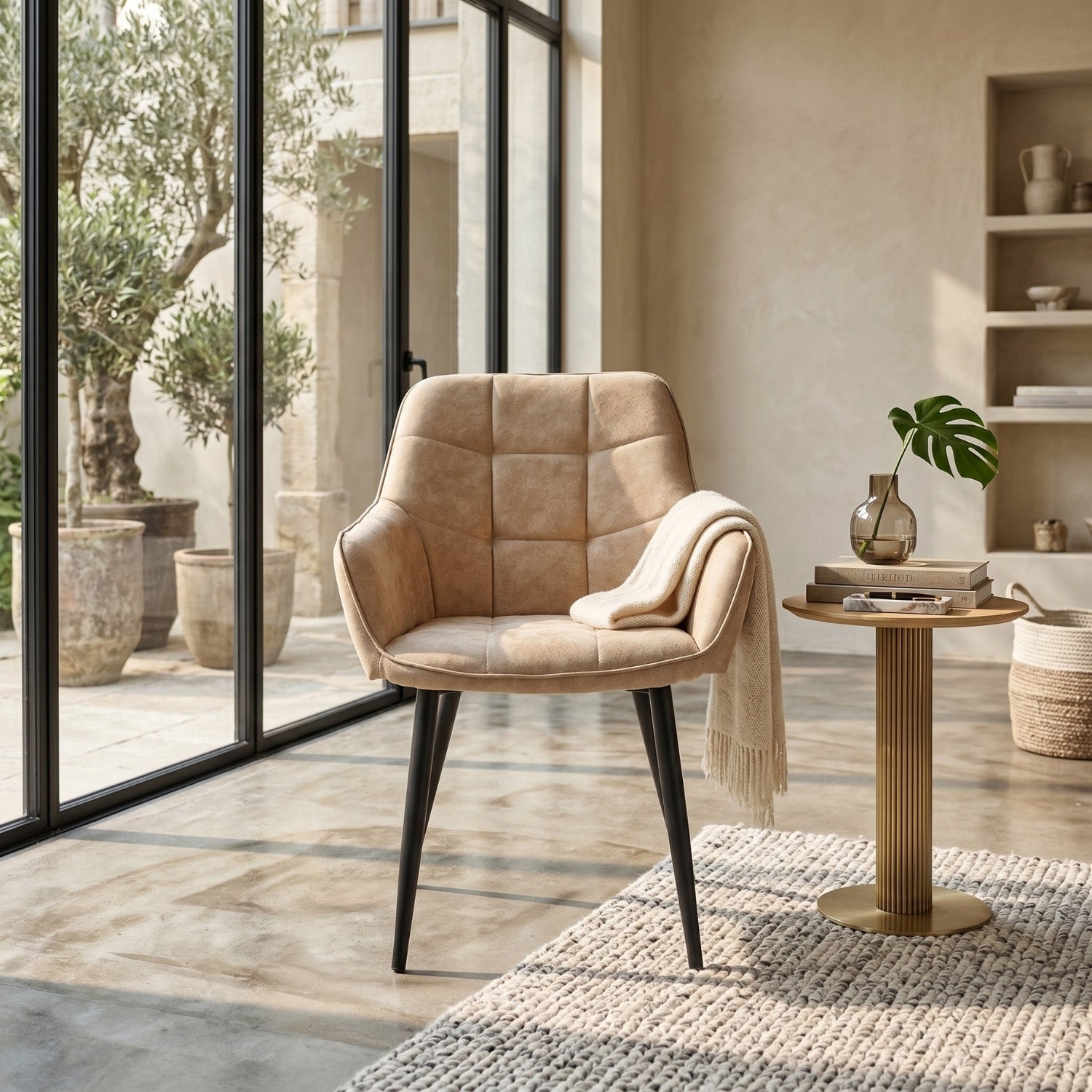 Oriana Eetkamerstoel - Beige Microvezel