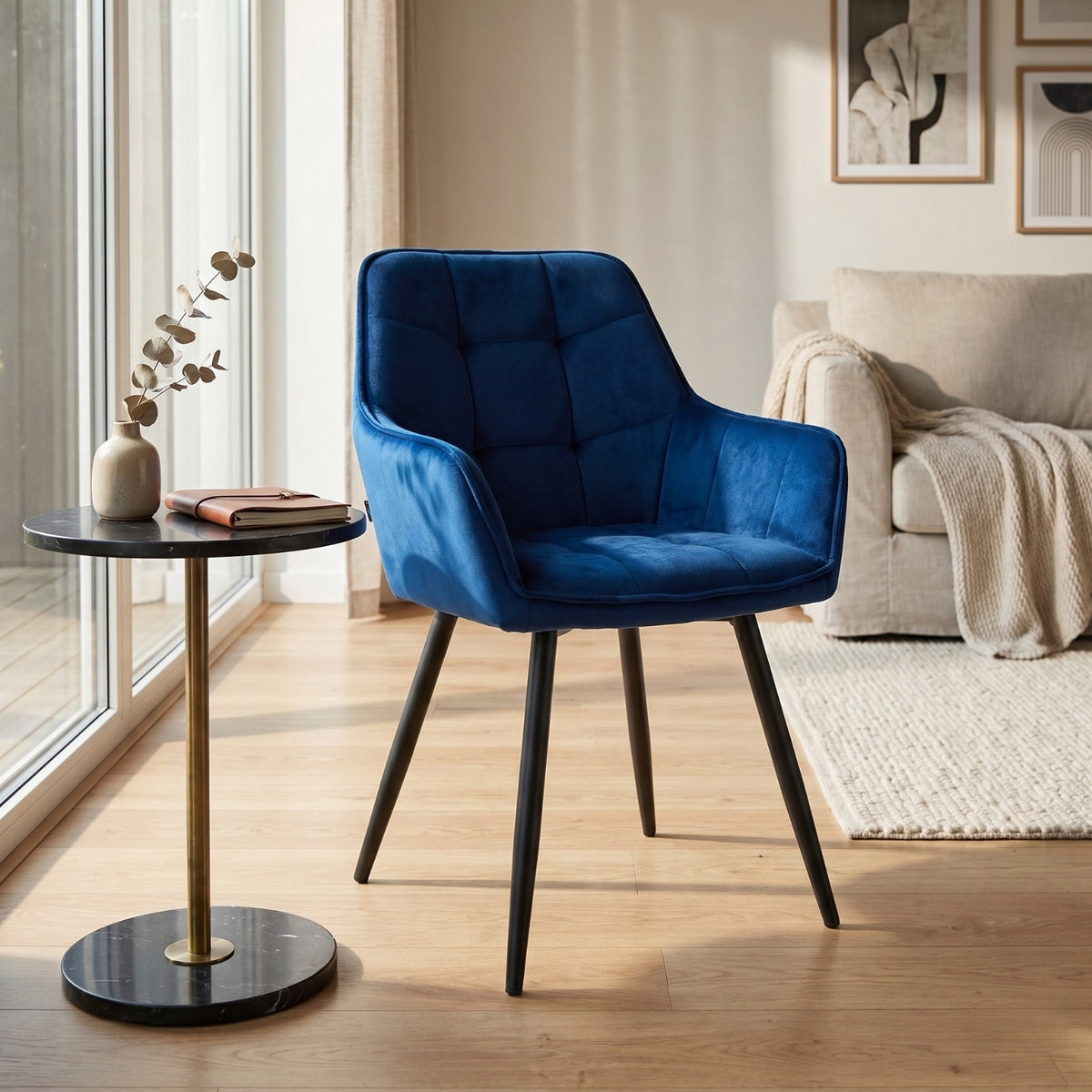 Oriana Eetkamerstoel - Blauw Velvet
