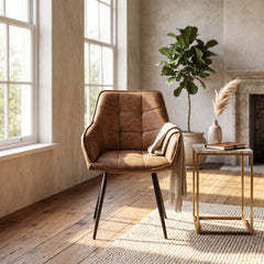 Oriana Eetkamerstoel - Cognac Microfiber