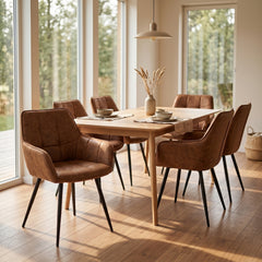 Oriana Eetkamerstoel - Cognac Microfiber
