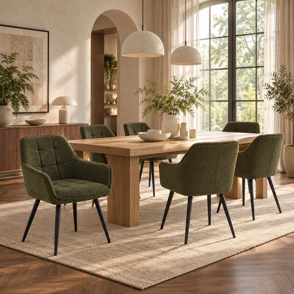 Sedia da pranzo Oriana - Bouclé Verde