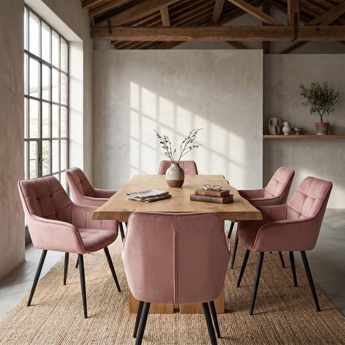 Oriana Eetkamerstoel - Roze Velvet