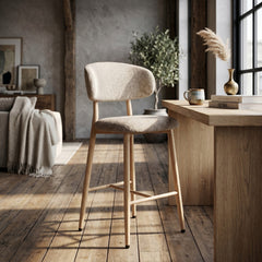 Osaka Bar Stool - Taupe - Beige Metal Legs