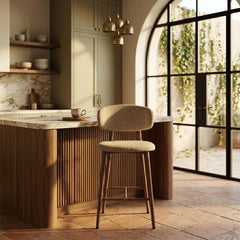 Osaka Bar Stool - Taupe - Brown Metal Legs