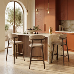 Osaka Bar Stool - Taupe - Brown Metal Legs