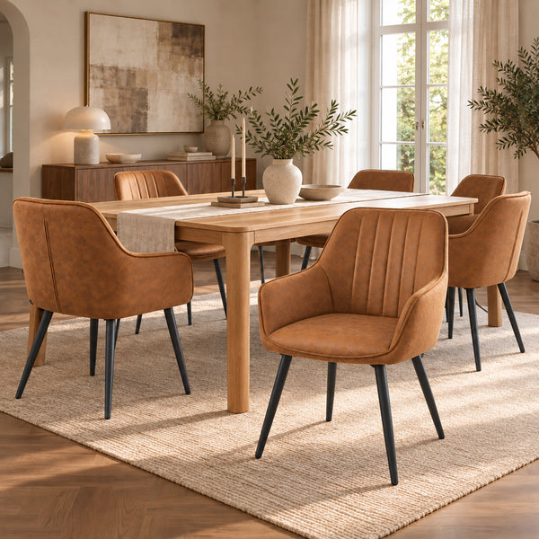Sedia da pranzo Ozzy - Microfibra cognac