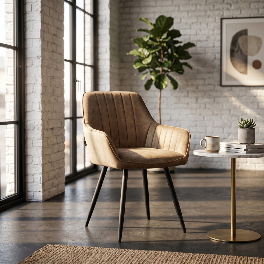 Chaise de salle à manger Ozzy – Velours Adore taupe