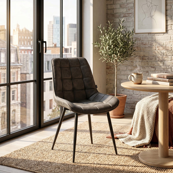 Quadra Dining Chair - Anthracite Microfiber