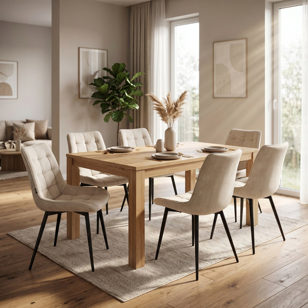 Quadra Eetkamerstoel - Beige Adore Velvet