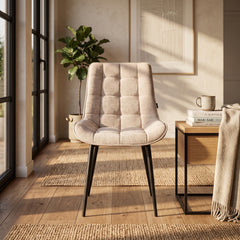 Quadra Eetkamerstoel - Beige Chenille