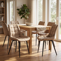 Quadra Eetkamerstoel - Beige Microvezel