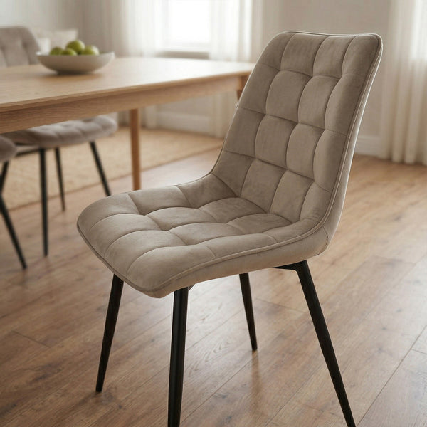 Chaise de salle à manger Quadra - Velours beige