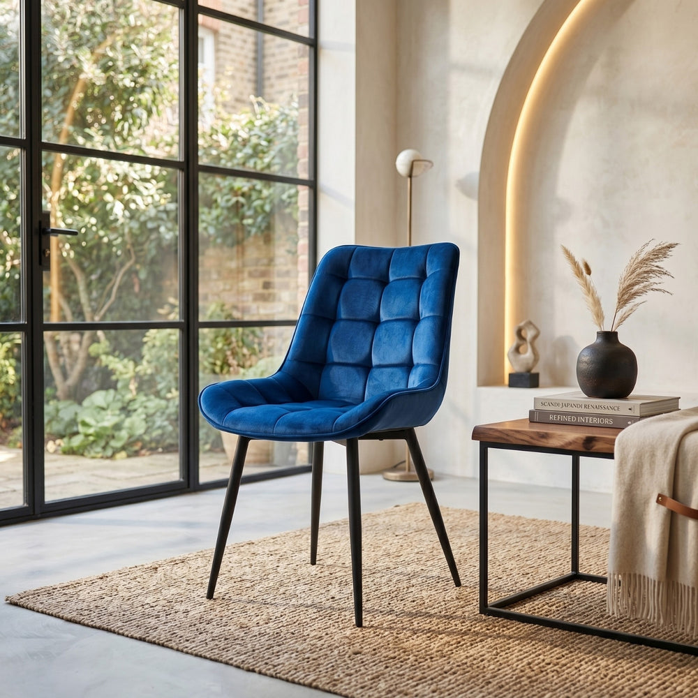Quadra Eetkamerstoel - Blauw Velvet