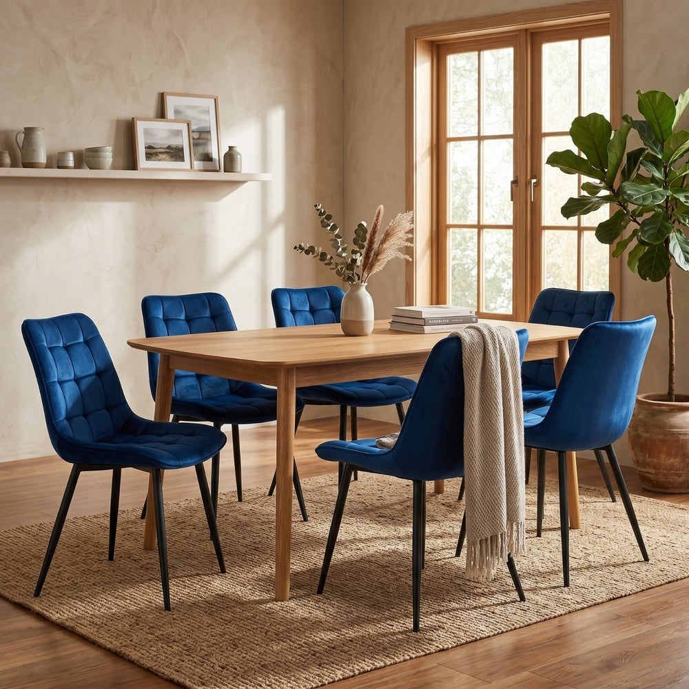 Quadra Eetkamerstoel - Blauw Velvet