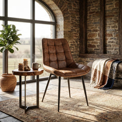 Quadra Dining Chair - Cognac Microfiber