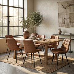 Quadra Dining Chair - Cognac Microfiber