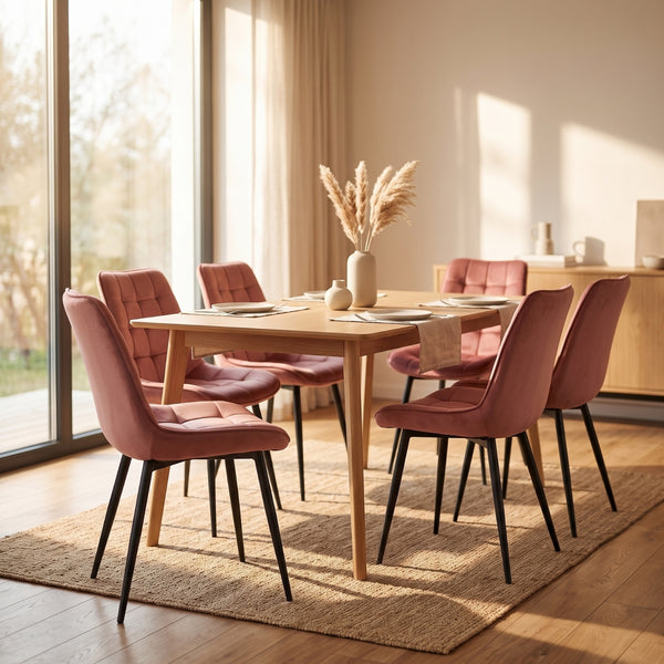 Quadra Esszimmerstuhl - Rosa Samt