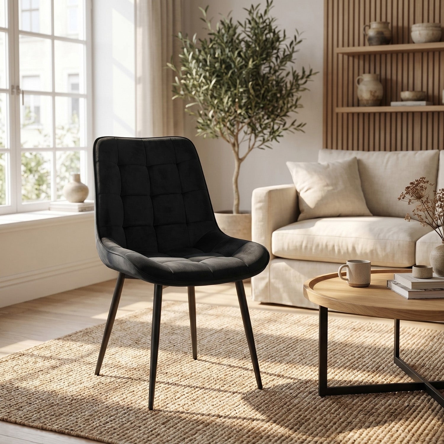 Chaise de salle à manger Quadra - Velours noir
