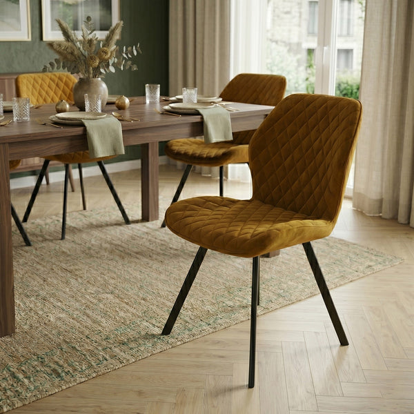 Chaise de salle à manger Rio - Velours jaune ocre