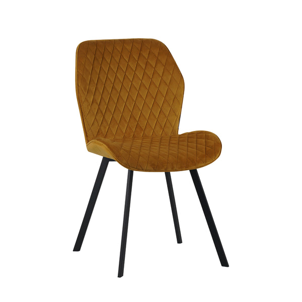Chaise de salle à manger Rio - Velours jaune ocre