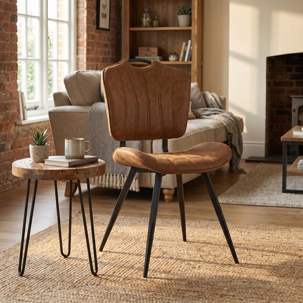 Rondo Eetkamerstoel - Cognac Microfiber