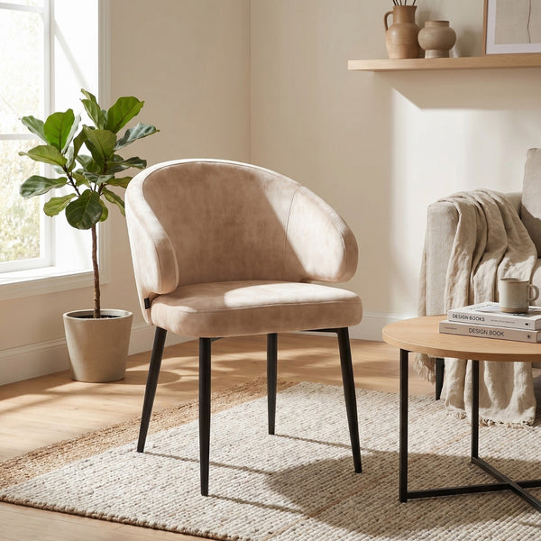 Ruby Dining Chair - Yellow Beige Adore Velvet
