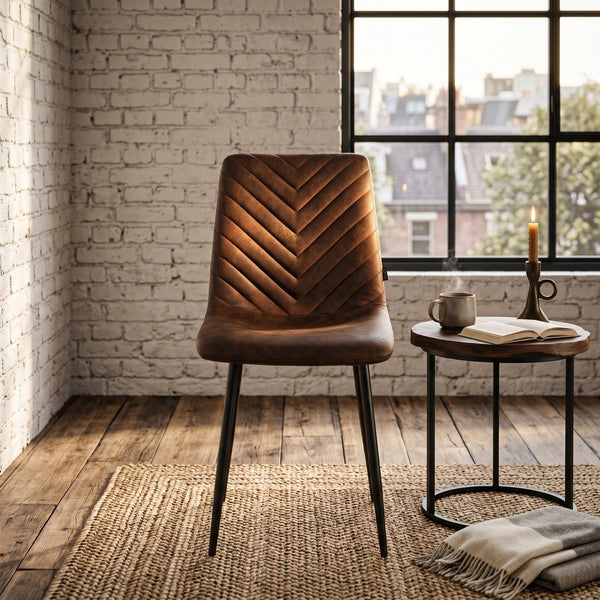 Senny Dining Chair - Brown Microfiber