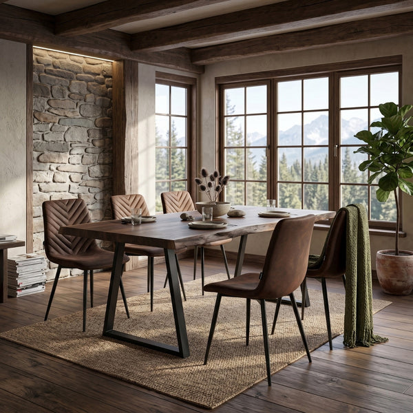 Senny Dining Chair - Brown Microfiber