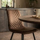 Chaise de salle à manger Senny - Velours marron