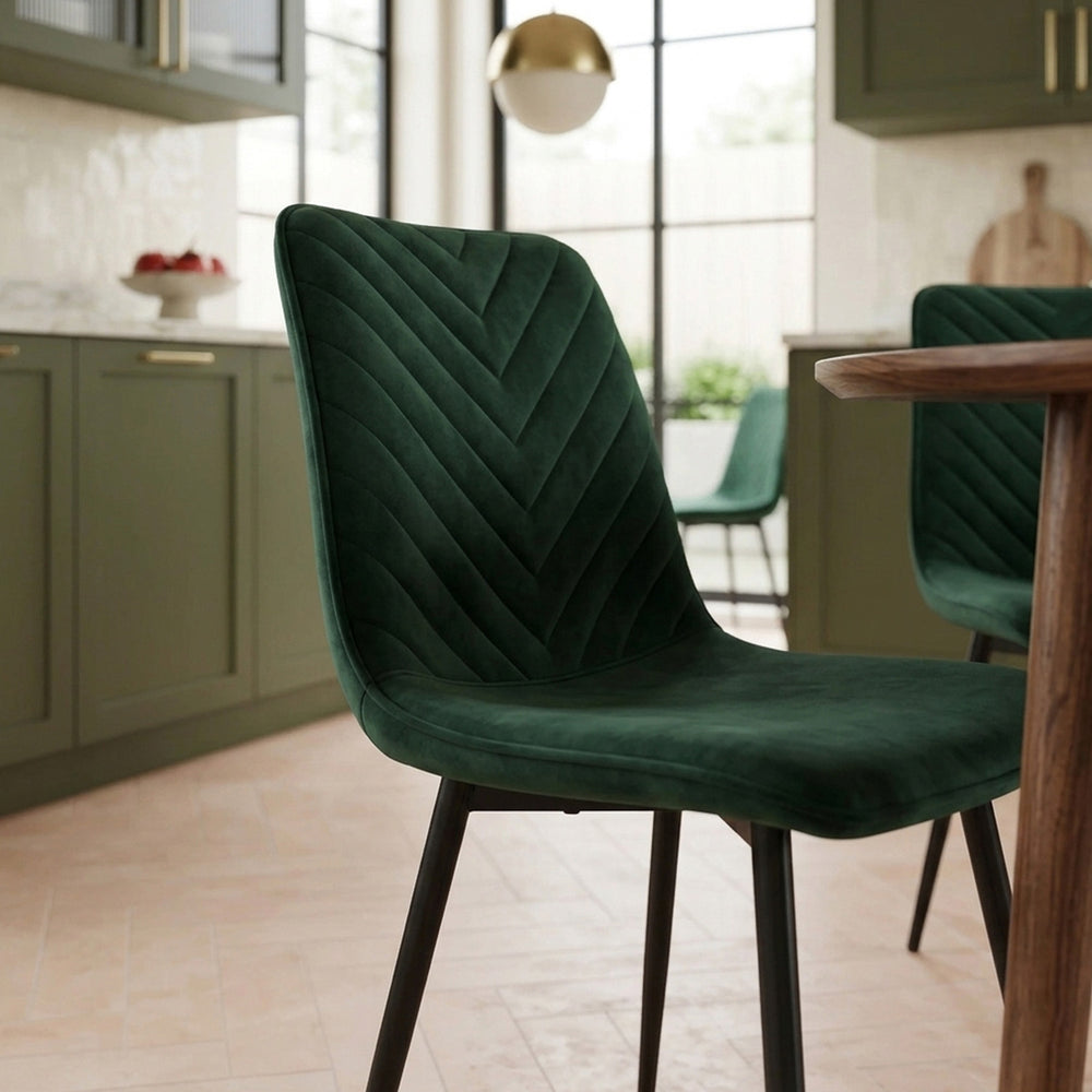 Chaise de salle à manger Senny - Velours vert