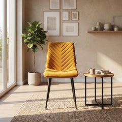 Senny Dining Chair - Ochre Yellow Velvet