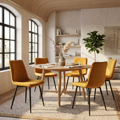Senny Dining Chair - Ochre Yellow Velvet