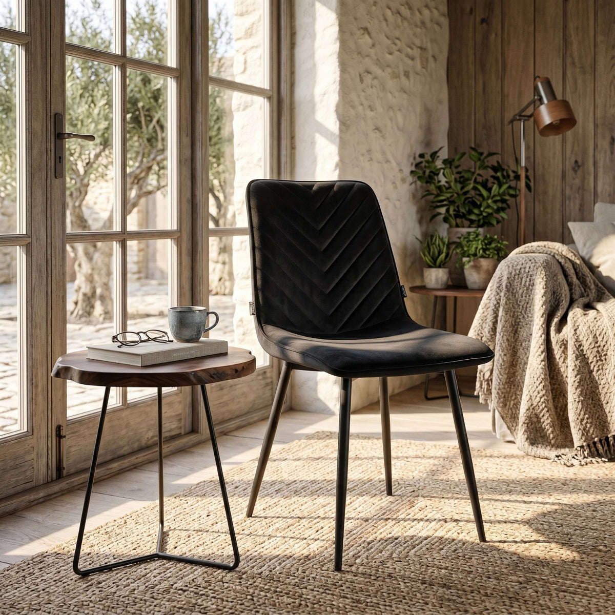 Chaise de salle à manger Senny - Velours noir