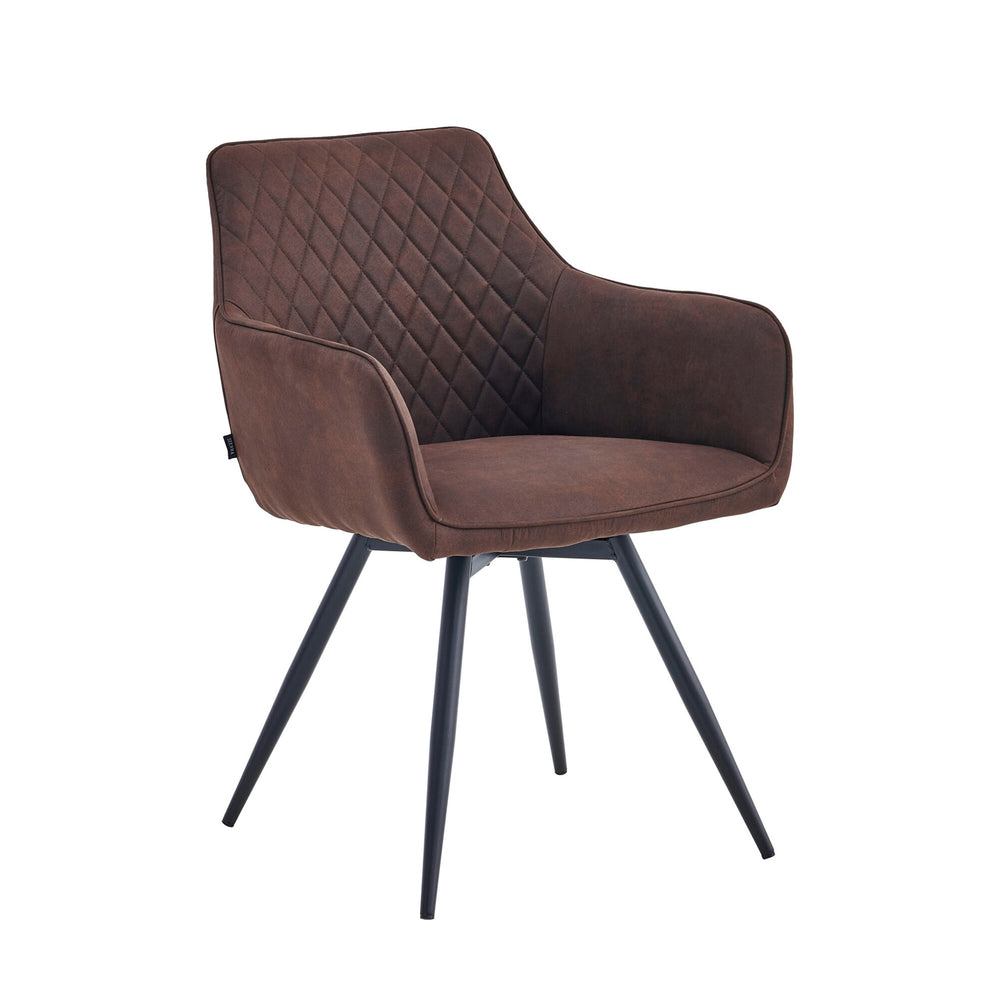 Sierra Dining Chair - Brown Microfiber - 360° Swivel