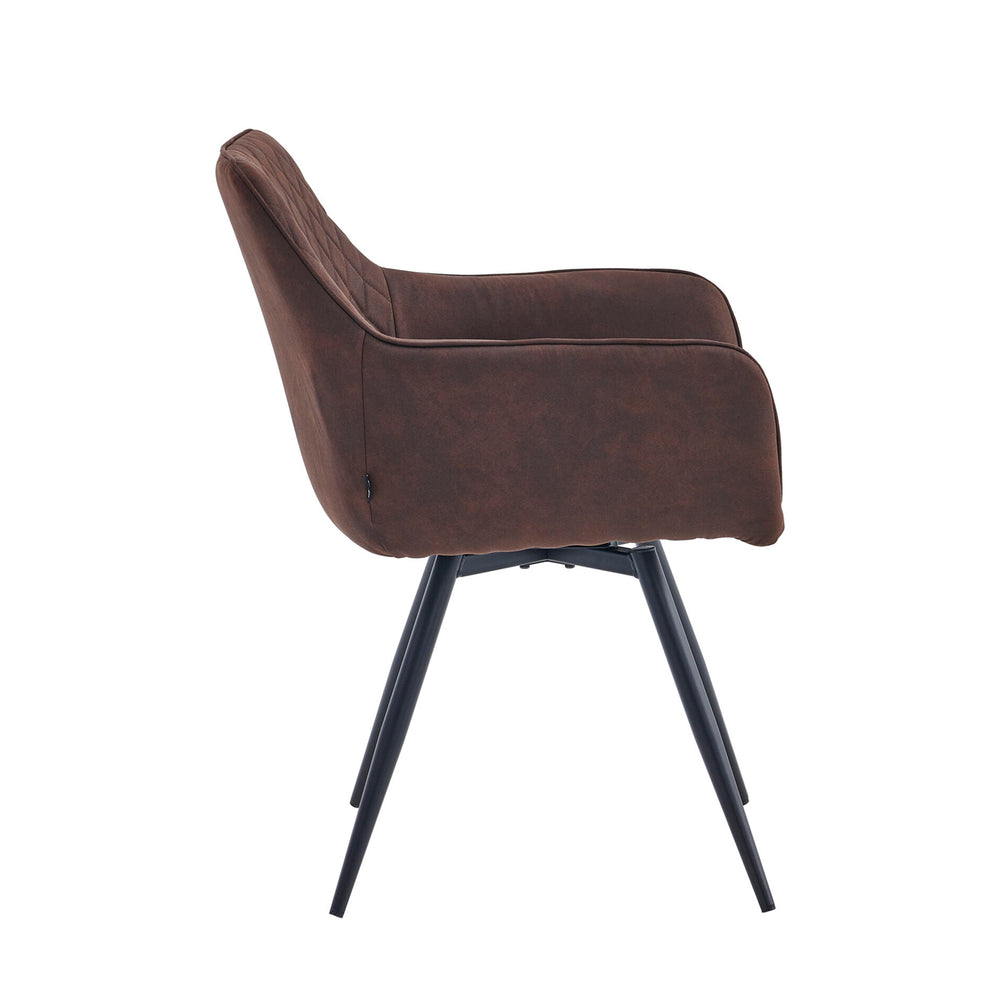 Sierra Dining Chair - Brown Microfiber - 360° Swivel