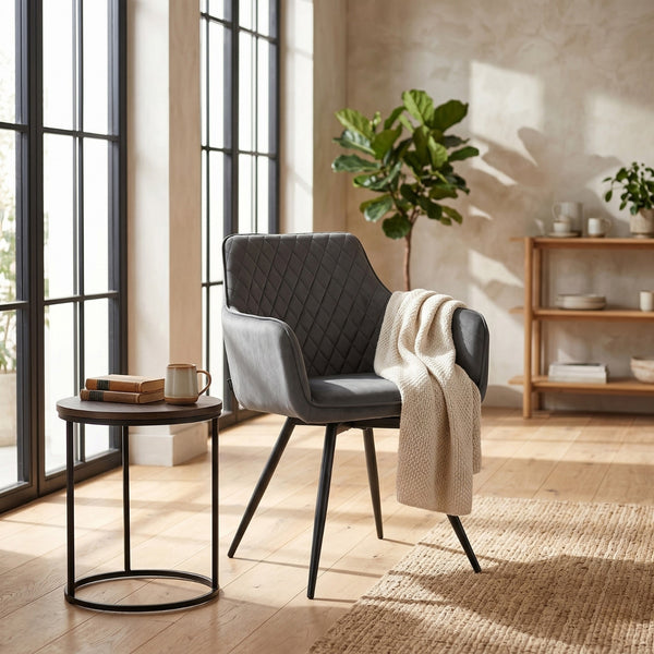 Sedia da pranzo Sierra - Microfibra Antracite - Girevole