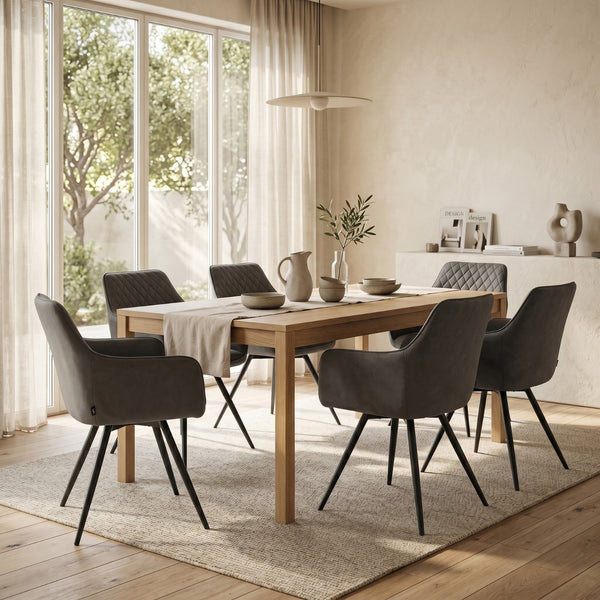 Sedia da pranzo Sierra - Microfibra Antracite - Girevole