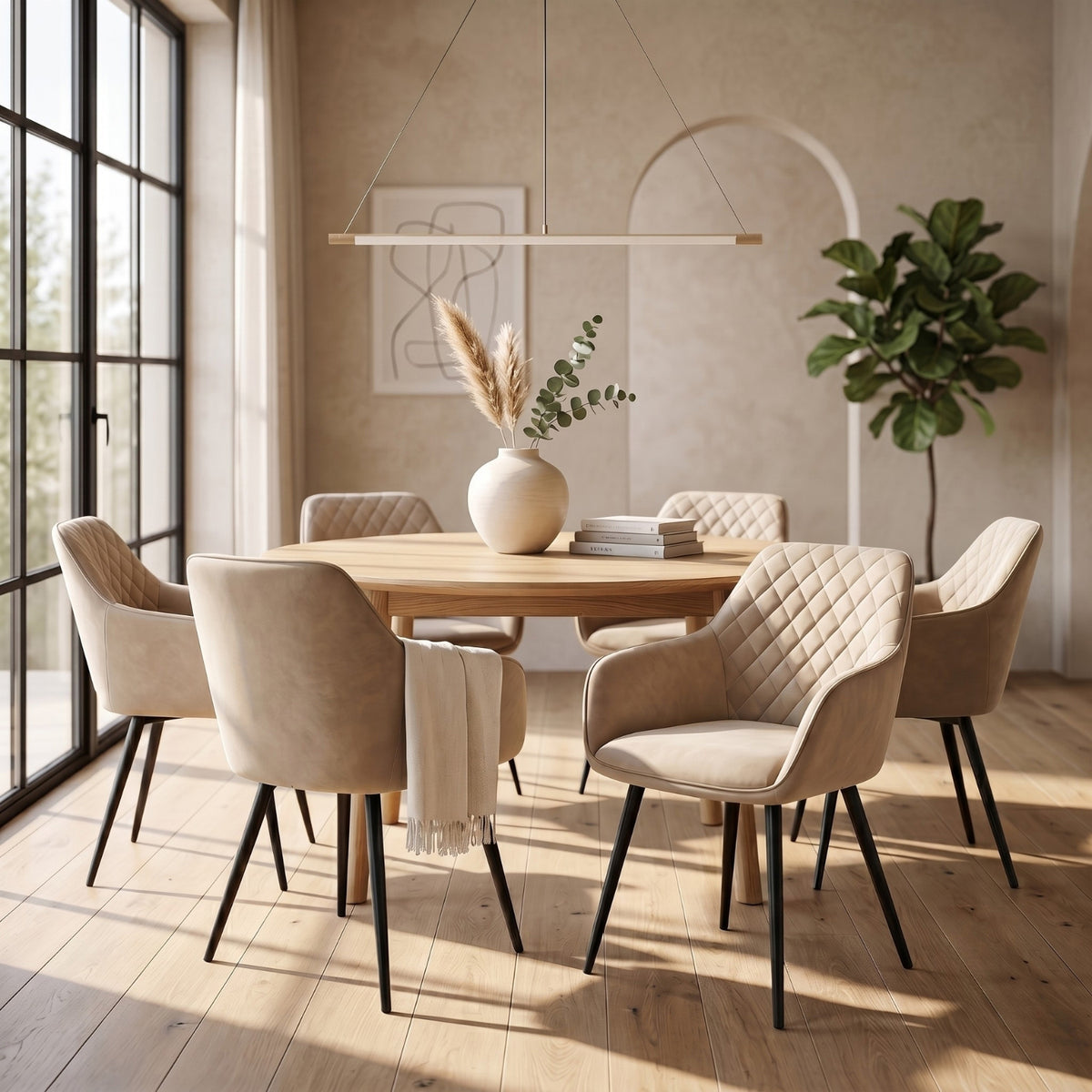 Sierra Sedia da pranzo - Velluto Adoré Beige - Girevole a 360°