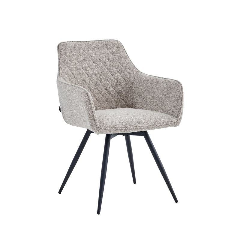 Sierra Eetkamerstoel - Beige Bouclé - Draaibaar 360°