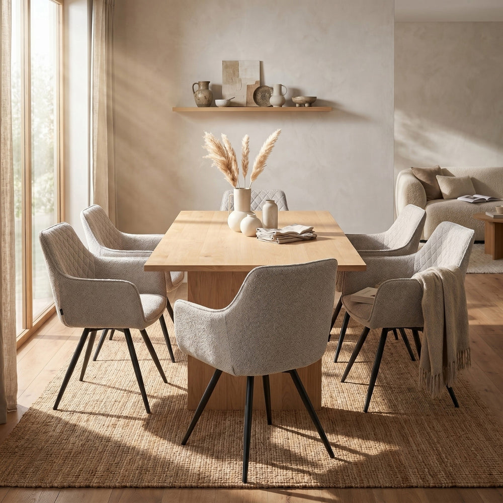 Sierra Eetkamerstoel - Beige Bouclé - Draaibaar 360°