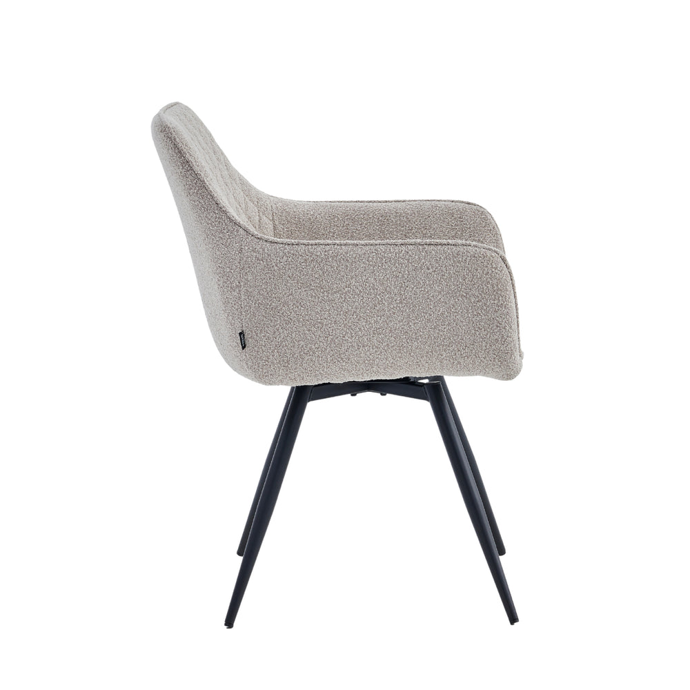 Sierra Eetkamerstoel - Beige Bouclé - Draaibaar 360°