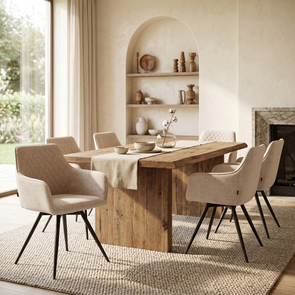 Sierra Dining Chair - Beige Chenille - Swivel