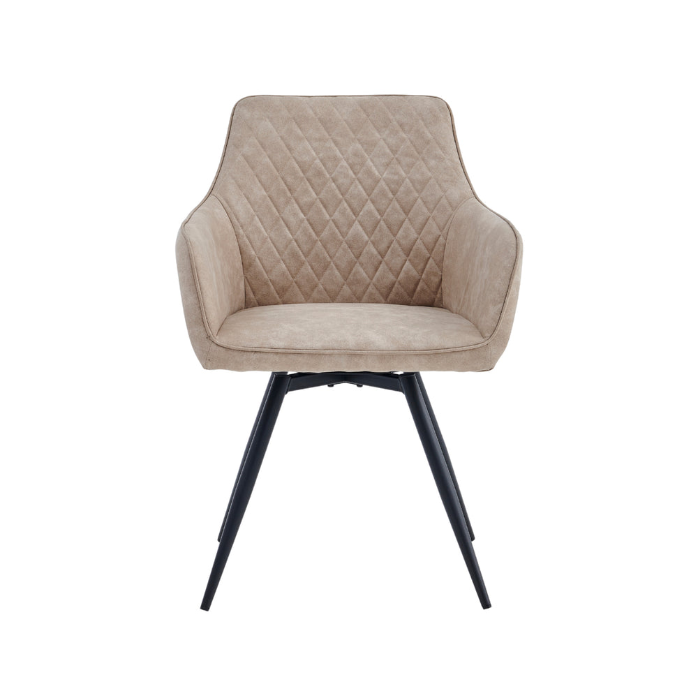 Sierra Dining Chair - Beige Microfibre - 360° Swivel